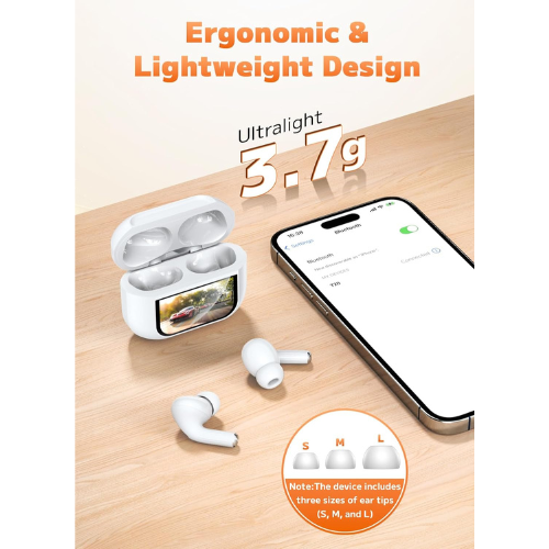 Wireless Earbuds, Bluetooth 5.4 Ear Buds with Multifunctional Touch Screen, ANC/ENC Noise Cancelling Headphones with 48H Playtime, Bass Stereo Sound, for Laptop, Android/iOS, Pad