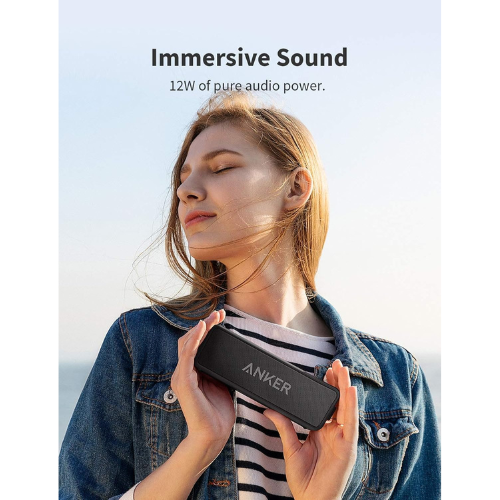 Anker Soundcore 2 Portable Bluetooth Speaker with Stereo Sound, Bluetooth 5, Bassup, IPX7 Waterproof, 24-Hour Playtime, Wireless Stereo Pairing, Speaker for Home, Outdoors, Travel