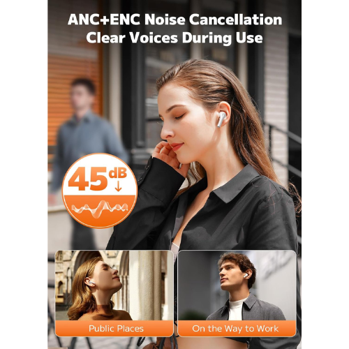 Wireless Earbuds, Bluetooth 5.4 Ear Buds with Multifunctional Touch Screen, ANC/ENC Noise Cancelling Headphones with 48H Playtime, Bass Stereo Sound, for Laptop, Android/iOS, Pad