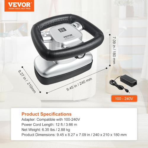 VEVOR Chiropractic Massager with Heat and Adjustable Vibration, Professional Orbital Handheld Therapeutic Body Massage Tool for Back, Neck, Shoulder Muscle Pain Relief