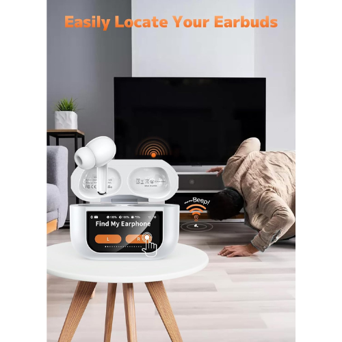 Wireless Earbuds, Bluetooth 5.4 Ear Buds with Multifunctional Touch Screen, ANC/ENC Noise Cancelling Headphones with 48H Playtime, Bass Stereo Sound, for Laptop, Android/iOS, Pad