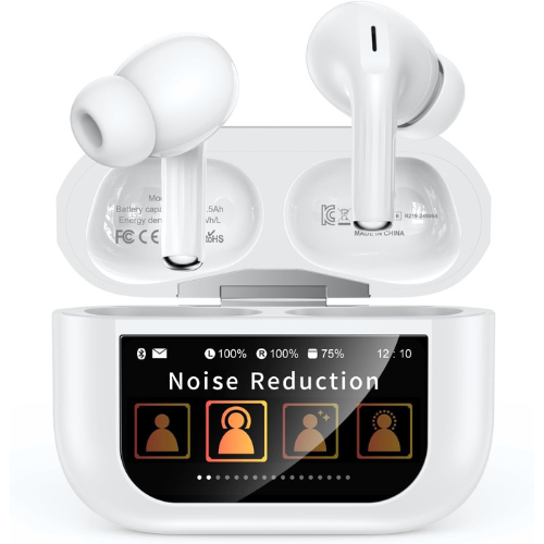 Wireless Earbuds, Bluetooth 5.4 Ear Buds with Multifunctional Touch Screen, ANC/ENC Noise Cancelling Headphones with 48H Playtime, Bass Stereo Sound, for Laptop, Android/iOS, Pad